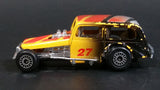Vintage 1980s Zee Zylmex  '35 Chevy Hot Rod Black Yellow Orange P361 Die Cast Toy Race Car Vehicle 1/64 Scale - Treasure Valley Antiques & Collectibles