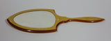 Antique Royal K Pearl Bakelite Handheld Mirror with Pink Floral Decor