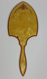 Antique Royal K Pearl Bakelite Handheld Mirror with Pink Floral Decor
