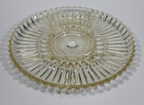 12" Round Yellow Iridescent Crystal Sectioned Vegetable and Dip Serving Platter - Treasure Valley Antiques & Collectibles