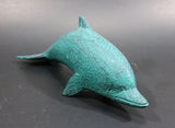 Decorative Painted in Aqua Green Painted Dolphin Light Weight Wood Carved Ornament - Treasure Valley Antiques & Collectibles