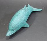 Decorative Painted in Aqua Green Painted Dolphin Light Weight Wood Carved Ornament - Treasure Valley Antiques & Collectibles