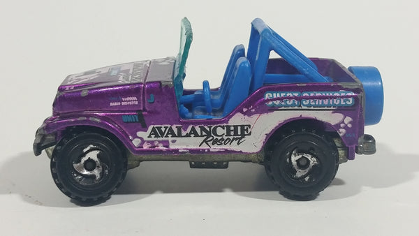 1999 Hot Wheels Snow Patrol Avalanche Resort Roll Patrol Jeep CJ Purple Die Cast Toy Car Vehicle - Treasure Valley Antiques & Collectibles