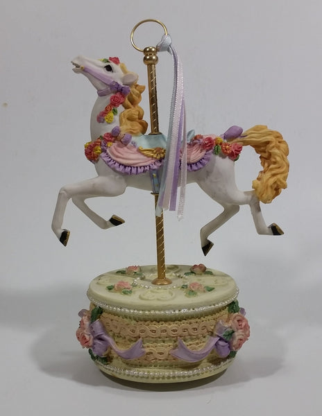 Decorative Carousel Horse on a Cake Music Box - Plays a song with a nice melody - Treasure Valley Antiques & Collectibles