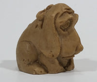 Vintage Hand Carved Brown Blood Hound Puppy Dog with a Bow Soapstone Figurine - Treasure Valley Antiques & Collectibles