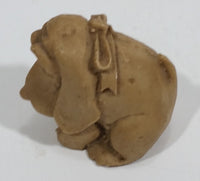 Vintage Hand Carved Brown Blood Hound Puppy Dog with a Bow Soapstone Figurine - Treasure Valley Antiques & Collectibles
