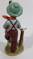 Vintage Boy with Shovel Bird on a Post Ceramic Figurine - Hummel Style Japan - Repairs - Treasure Valley Antiques & Collectibles
