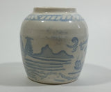 Vintage White and Blue Eastern Style Dragon, Water, Countryside Heavy Ginger Jar Vase - Treasure Valley Antiques & Collectibles