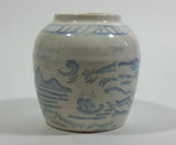 Vintage White and Blue Eastern Style Dragon, Water, Countryside Heavy Ginger Jar Vase - Treasure Valley Antiques & Collectibles