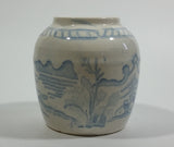 Vintage White and Blue Eastern Style Dragon, Water, Countryside Heavy Ginger Jar Vase - Treasure Valley Antiques & Collectibles