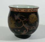 Vintage Black and Brown Gold Eastern Style Small Finger Bowl Marked S on the bottom with Asian Characters - Treasure Valley Antiques & Collectibles