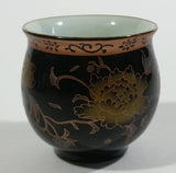 Vintage Black and Brown Gold Eastern Style Small Finger Bowl Marked S on the bottom with Asian Characters - Treasure Valley Antiques & Collectibles