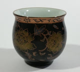 Vintage Black and Brown Gold Eastern Style Small Finger Bowl Marked S on the bottom with Asian Characters - Treasure Valley Antiques & Collectibles