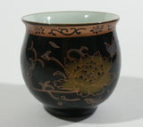 Vintage Black and Brown Gold Eastern Style Small Finger Bowl Marked S on the bottom with Asian Characters - Treasure Valley Antiques & Collectibles