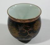 Vintage Black and Brown Gold Eastern Style Small Finger Bowl Marked S on the bottom with Asian Characters - Treasure Valley Antiques & Collectibles