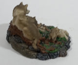 Highly Detailed 1998 LS Living Stone Inc Wolf Wolves Family With Pups Resin Sculpture - Treasure Valley Antiques & Collectibles