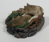 Highly Detailed 1998 LS Living Stone Inc Wolf Wolves Family With Pups Resin Sculpture - Treasure Valley Antiques & Collectibles