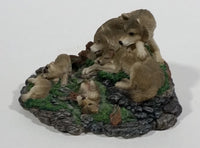 Highly Detailed 1998 LS Living Stone Inc Wolf Wolves Family With Pups Resin Sculpture - Treasure Valley Antiques & Collectibles