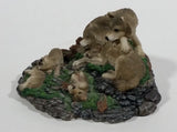 Highly Detailed 1998 LS Living Stone Inc Wolf Wolves Family With Pups Resin Sculpture - Treasure Valley Antiques & Collectibles