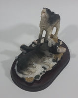 Wolf Wolves Couple Resin Sculpture on a Wooden Base - 7" Tall - Treasure Valley Antiques & Collectibles