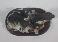 Wolf Wolves Couple Resin Sculpture on a Wooden Base - 7" Tall - Treasure Valley Antiques & Collectibles