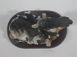 Wolf Wolves Couple Resin Sculpture on a Wooden Base - 7" Tall - Treasure Valley Antiques & Collectibles