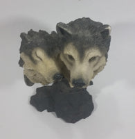Wolves Heads Wolf Couple Cuddling 8" Tall Decorative Resin Sculpture - Treasure Valley Antiques & Collectibles