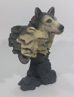 Wolves Heads Wolf Couple Cuddling 8" Tall Decorative Resin Sculpture - Treasure Valley Antiques & Collectibles