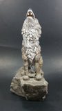 1999 Wolf Howling While Sitting on a Rock 10" Tall Decorative Resin Sculpture - Treasure Valley Antiques & Collectibles