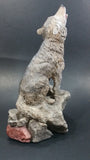 1999 Wolf Howling While Sitting on a Rock 10" Tall Decorative Resin Sculpture - Treasure Valley Antiques & Collectibles