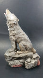 1999 Wolf Howling While Sitting on a Rock 10" Tall Decorative Resin Sculpture - Treasure Valley Antiques & Collectibles
