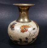 Vintage Asian Hand Painted Flowers Floral Cloisonne Brass and Enamel 5" Vase - Treasure Valley Antiques & Collectibles