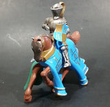 1997 Britains Die Cast Jousting Medieval Knight on Blue Draped Brown Horse Figure - Jousting stick broken off - Treasure Valley Antiques & Collectibles