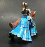 1997 Britains Die Cast Jousting Medieval Knight on Blue Draped Brown Horse Figure - Jousting stick broken off - Treasure Valley Antiques & Collectibles