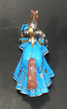1997 Britains Die Cast Jousting Medieval Knight on Blue Draped Brown Horse Figure - Jousting stick broken off - Treasure Valley Antiques & Collectibles