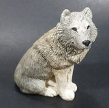 Wolf Sitting and Looking Around Light Weight Resin Animal Figurine 4 1/4" Tall - Treasure Valley Antiques & Collectibles