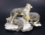 Wolf Pack of 3 Wolves on Snow Covered Rocks Decorative Resin Sculpture Figurine Made in China - Treasure Valley Antiques & Collectibles