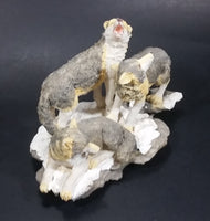 Wolf Pack of 3 Wolves on Snow Covered Rocks Decorative Resin Sculpture Figurine Made in China - Treasure Valley Antiques & Collectibles