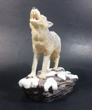 Wolf Howling On Snow Covered Rocks Heavy Resin Sculpture - 7" Tall - Treasure Valley Antiques & Collectibles