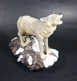 Wolf Howling On Snow Covered Rocks Heavy Resin Sculpture - 7" Tall - Treasure Valley Antiques & Collectibles