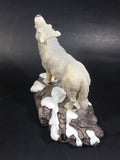 Wolf Howling On Snow Covered Rocks Heavy Resin Sculpture - 7" Tall - Treasure Valley Antiques & Collectibles