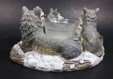 Wolf Pack Wolves Family with Pups Round Center Based Resin Decorative Candle Holder Wildlife Collectible - Treasure Valley Antiques & Collectibles