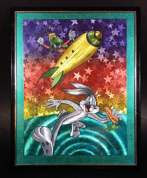 Vintage Looney Tunes Bugs Bunny and Marvin The Martian in Space Magic Effects Framed Art Print Picture Cartoon Character Collectible