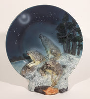 Decorative 3D Wolf Pack of Wolves Howling at the Moon At Night Decorative Resin Plate - Treasure Valley Antiques & Collectibles