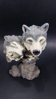Wolves Heads Wolf Couple Cuddling 8" Tall Decorative Resin Sculpture - Treasure Valley Antiques & Collectibles