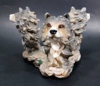 Wolf Wolves Three Headed Decorative Candle Holder Wildlife Collectible - Treasure Valley Antiques & Collectibles