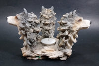 Wolf Wolves Three Headed Decorative Candle Holder Wildlife Collectible - Treasure Valley Antiques & Collectibles