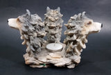 Wolf Wolves Three Headed Decorative Candle Holder Wildlife Collectible - Treasure Valley Antiques & Collectibles