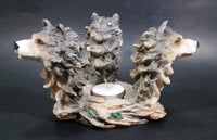 Wolf Wolves Three Headed Decorative Candle Holder Wildlife Collectible - Treasure Valley Antiques & Collectibles