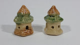 Set of 2 Small Ceramic Miniature Houses Huts Ornaments With Little Windows and Entrances - Treasure Valley Antiques & Collectibles